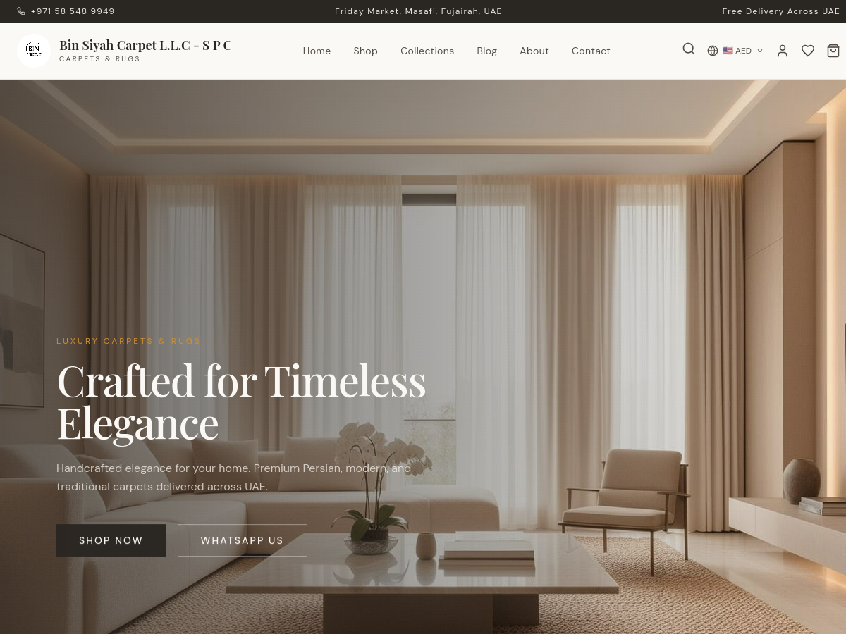 Premium Carpets Store live website screenshot