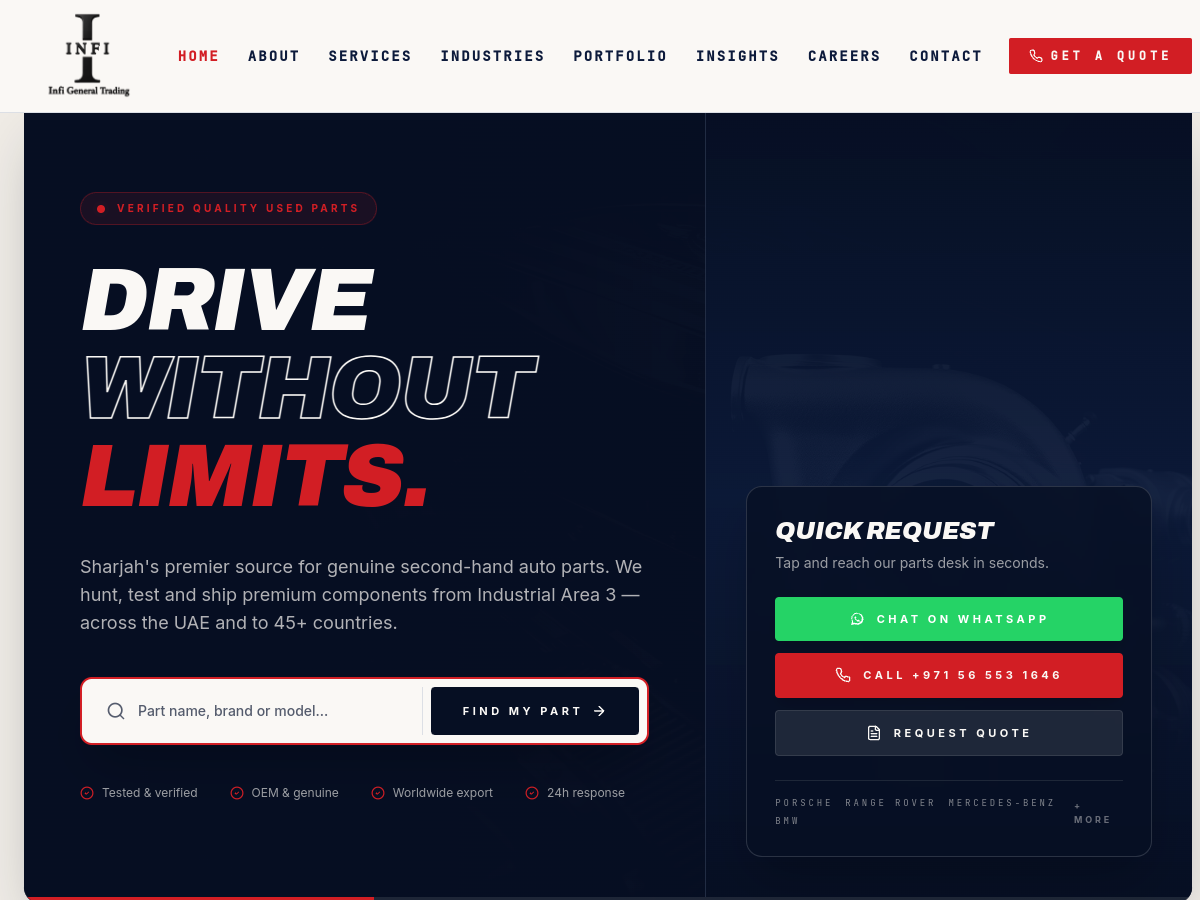 Auto Parts Trader live website screenshot